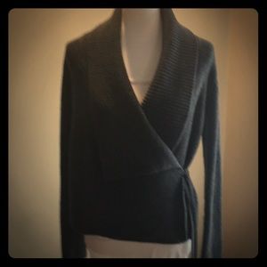Wrap cardigan with wide collar